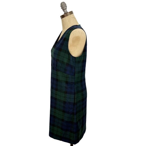 J.CREW Black Watch Sleeveless V-Neck Shift Dress 6 Blue Green Plaid NWT B19 - Picture 5 of 6